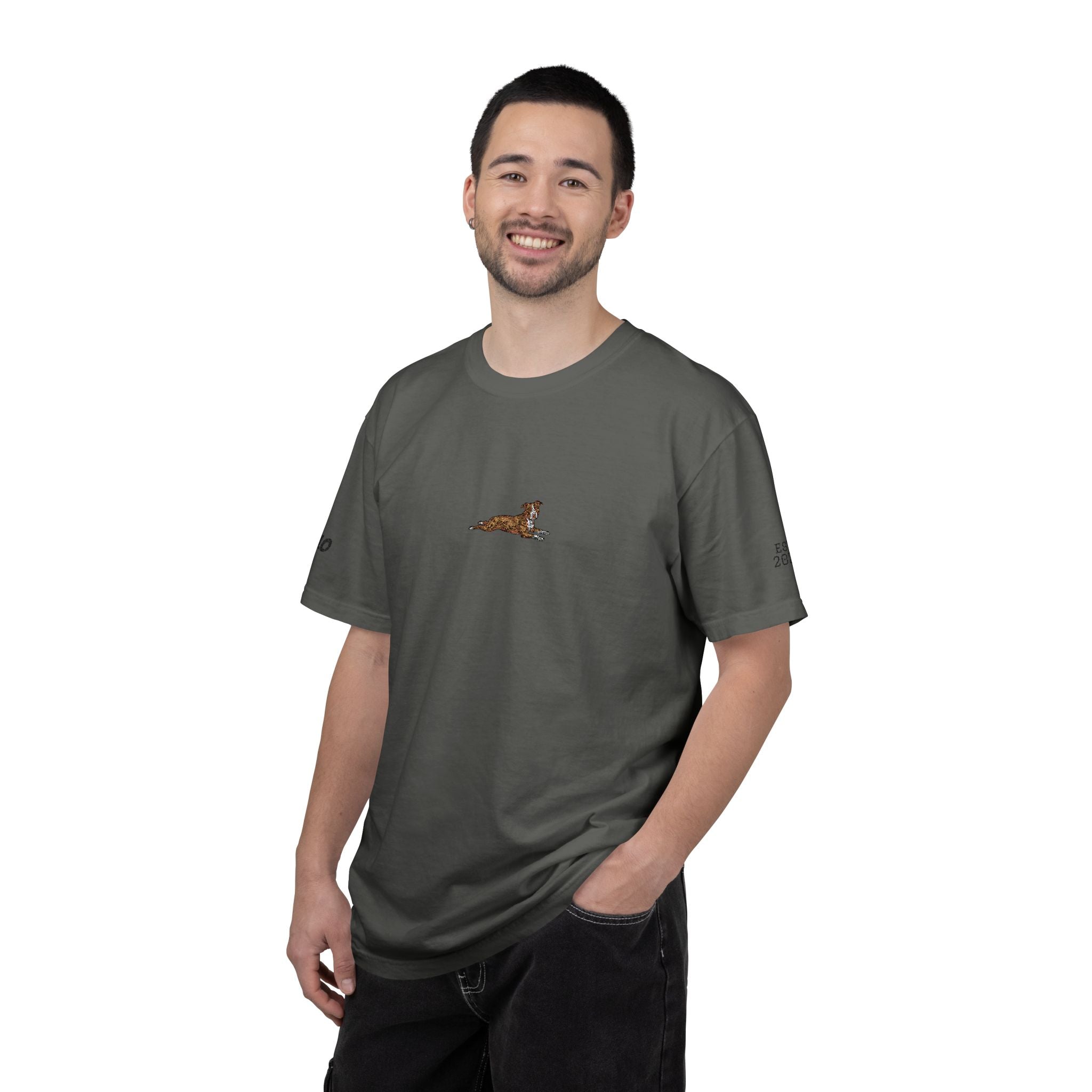 Dog Sploot T-Shirt — Personalized Dog Name & Birth Year Sleeve Tee