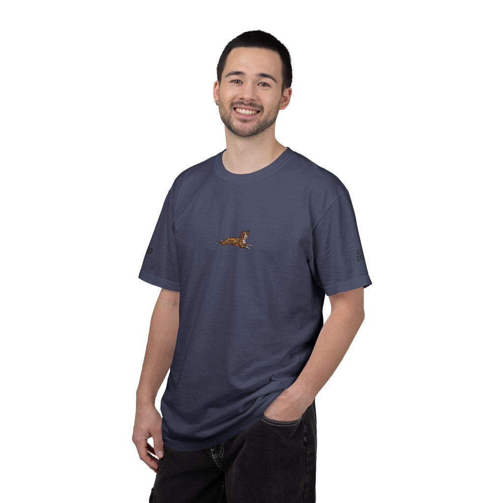 Dog Sploot T-Shirt — Personalized Dog Name & Birth Year Sleeve Tee