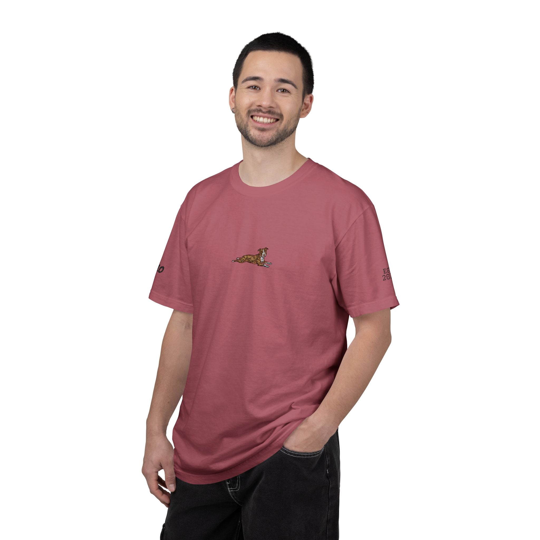 Dog Sploot T-Shirt — Personalized Dog Name & Birth Year Sleeve Tee