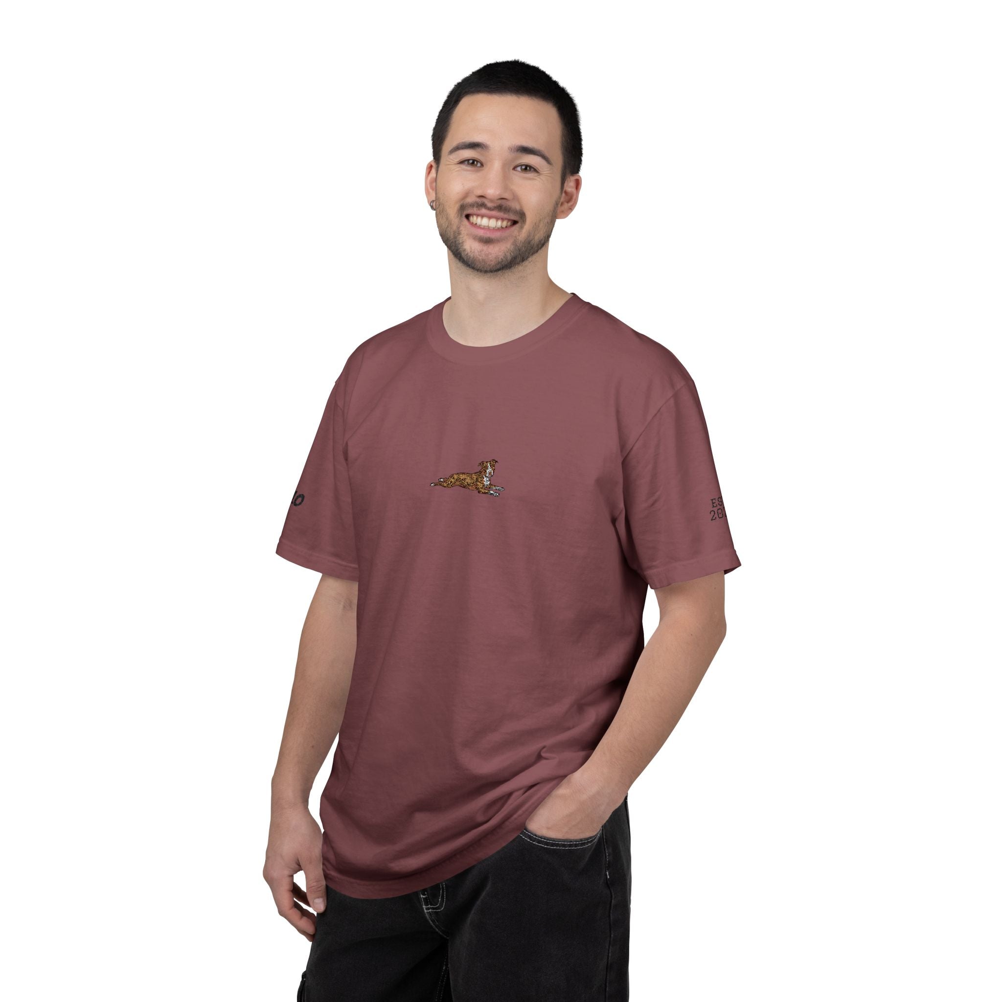 Dog Sploot T-Shirt — Personalized Dog Name & Birth Year Sleeve Tee