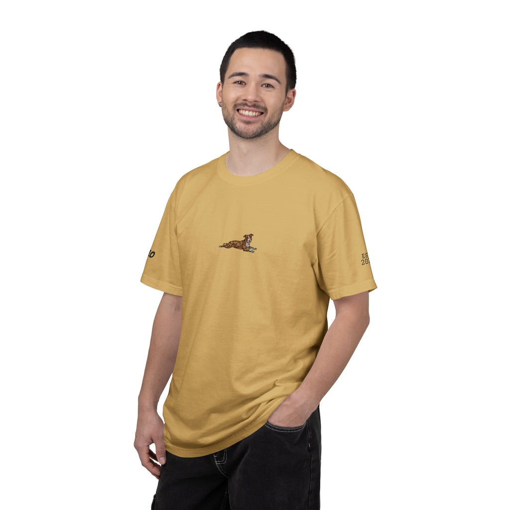 Dog Sploot T-Shirt — Personalized Dog Name & Birth Year Sleeve Tee