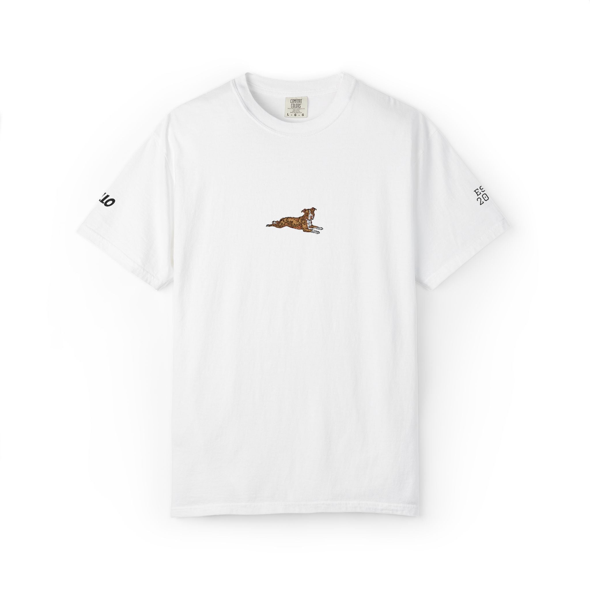 Dog Sploot T-Shirt — Personalized Dog Name & Birth Year Sleeve Tee