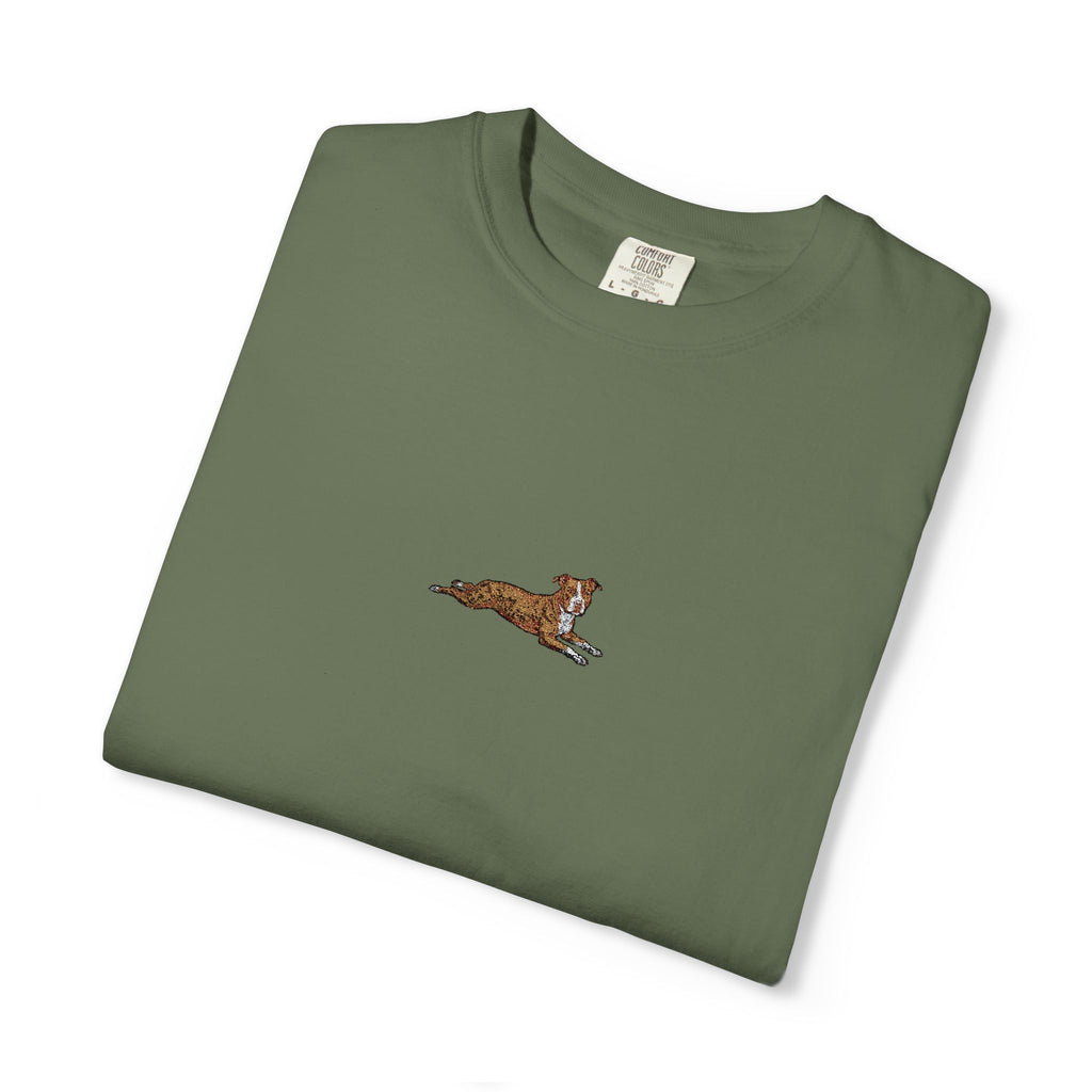 Dog Sploot T-Shirt — Personalized Dog Name & Birth Year Sleeve Tee