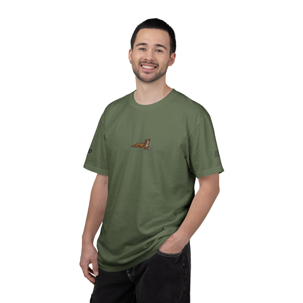 Dog Sploot T-Shirt — Personalized Dog Name & Birth Year Sleeve Tee